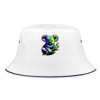 Koala - Bucket Hat - Weiß/Navy - Vorne