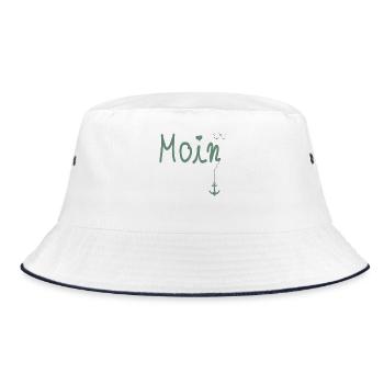 Moin Welcome Moin with Seagull - Bucket Hat - white/navy - Front