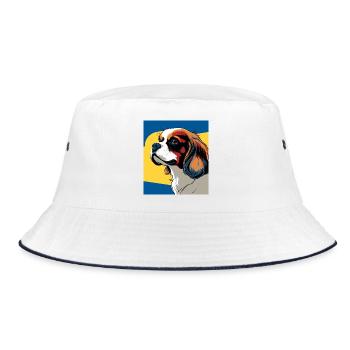 Chien cavalier king charles stylisé pop art - Bob - blanc/marine - Devant