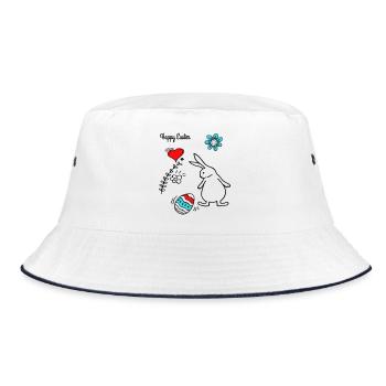 Happy Easter - Bucket Hat - Weiß/Navy - Vorne