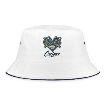 Car Lover Heart - Bucket Hat - white/navy - Front