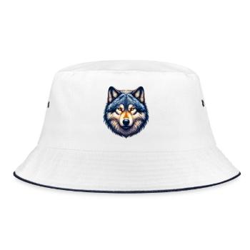 Wolf - Bucket Hat - white/navy - Front
