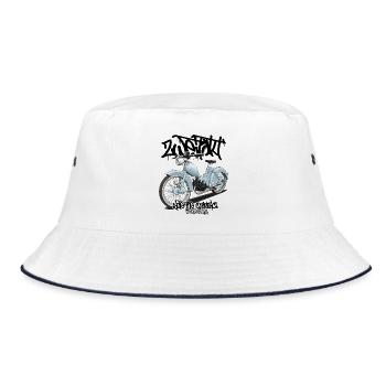 SR2 (light blue) // Illustration - Bucket Hat - white/navy - Front