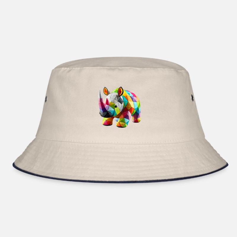 Rhinoceros Rhino Polygone Patchwork Bucket Hat