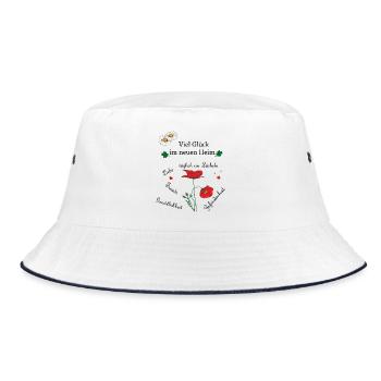 Viel Glück im neuen Heim - Bucket Hat - Weiß/Navy - Vorne