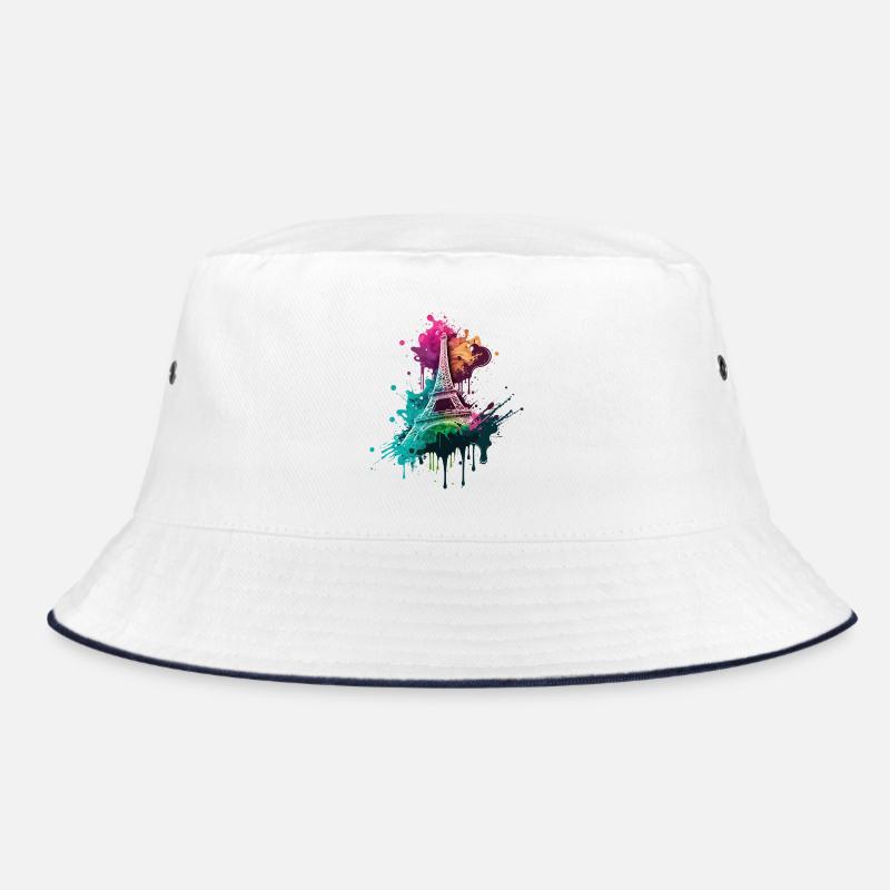 Paris Eiffelturm Skyline Frankreich Splash Bunt Bucket Hat