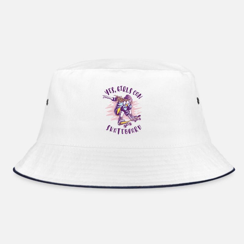 Ja, Mädchen können skaten - Skating Mädchen - Bucket Hat - Weiß/Navy