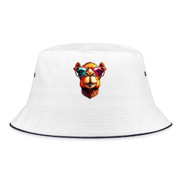 Camel - Bucket Hat - white/navy - Front