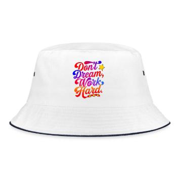 Dont dream work Hard - Bucket Hat - Weiß/Navy - Vorne
