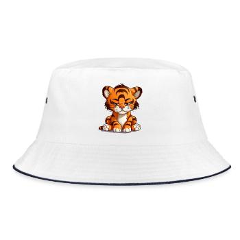 Tiger lustlos und genervt - Bucket Hat - Weiß/Navy - Vorne