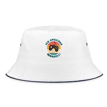 Geschenk für Gamer - lustiges Retro-Gaming-Design - Bucket Hat - Weiß/Navy - Vorne