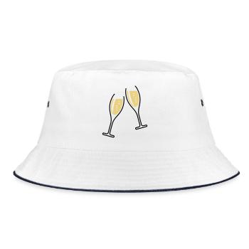 2 verres à (vin mousseux / ovale / ouvert / 2C) - Bob - blanc/marine - Devant