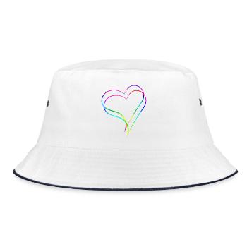 Herzen Regenbogen - Liebe - Bucket Hat - Weiß/Navy - Vorne