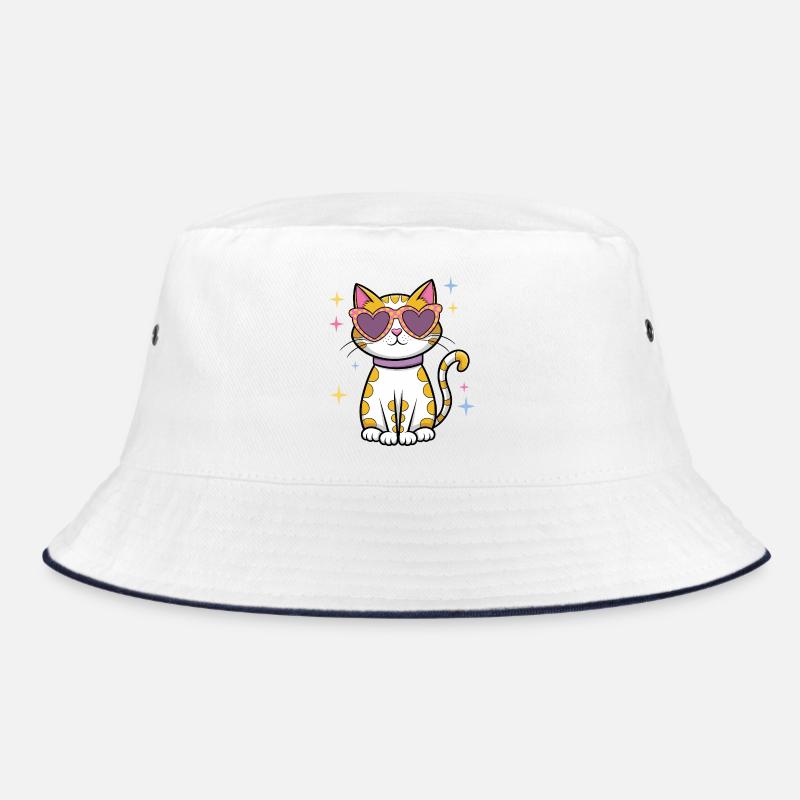 Cat Sparkle - Bucket Hat - white/navy