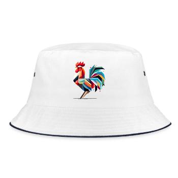 Coq géométrique coloré dans le style polygonal - Bob - blanc/marine - Devant