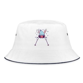 Osterhase beim Skifahren Lustiges Ostergeschenk - Bucket Hat - Weiß/Navy - Vorne