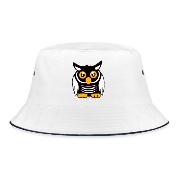 Owl Bird Eagle Owl Night Bird Barn Owl Owl Comic - Bucket Hat - white/navy - Front