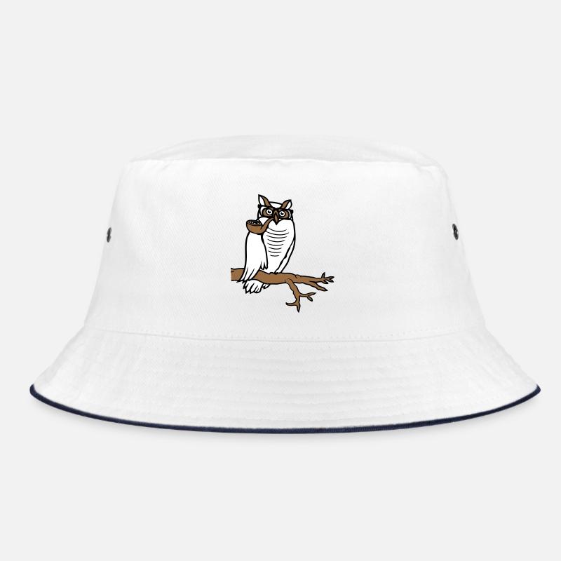 Owl Pipe Smoking Old Grandpa Eagle Owl Branch Tree Forest Bucket Hat