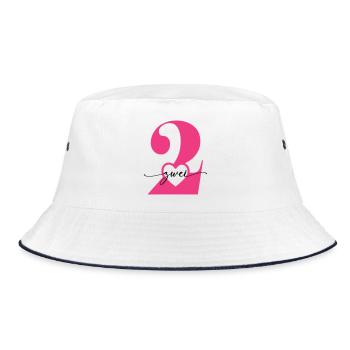 Ziffer Zwei 2 mit Herz - Bucket Hat - Weiß/Navy - Vorne