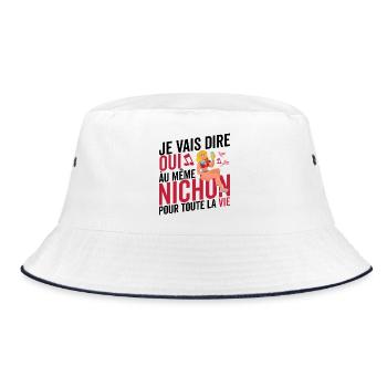 Junggesellenabschied gleiche Titte für das ganze Leben Zukunft Bräutigam - Bucket Hat - Weiß/Navy - Vorne