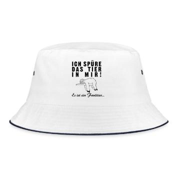 Entdecke das Tier in dir - Faultier - Bucket Hat - Weiß/Navy - Vorne