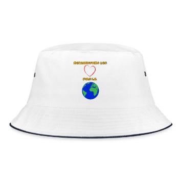 Let's warm hearts - Bucket Hat - white/navy - Front