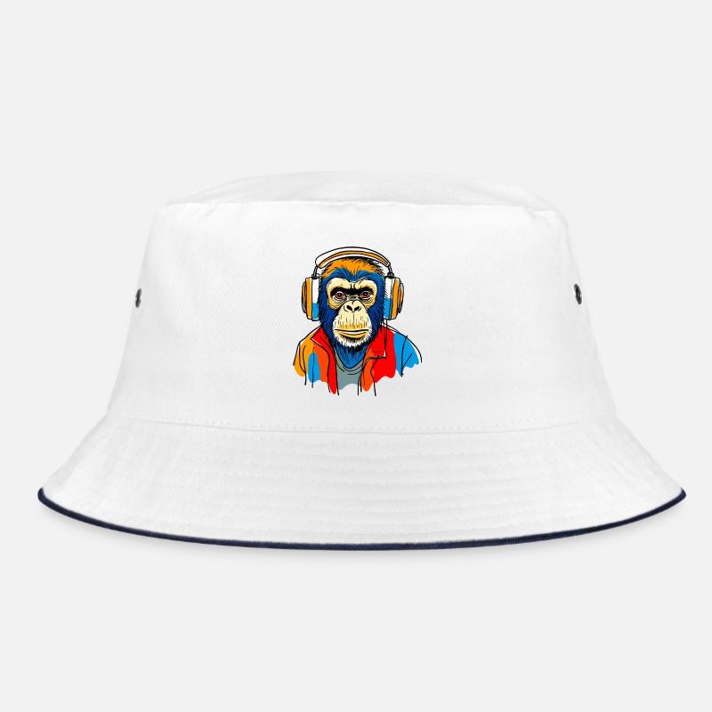 Monkey with headphones Bucket Hat