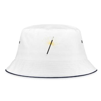 Magic Wand with Sparks – Mystical Fantasy Motif - Bucket Hat - white/navy - Front