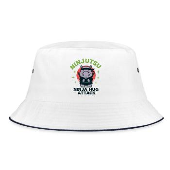 Ninja Kuschel Hippo - Bucket Hat - Weiß/Navy - Vorne
