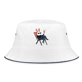 Beach Bunny – Chill Rabbit with Shades & Drink - Bucket Hat - white/navy - Front