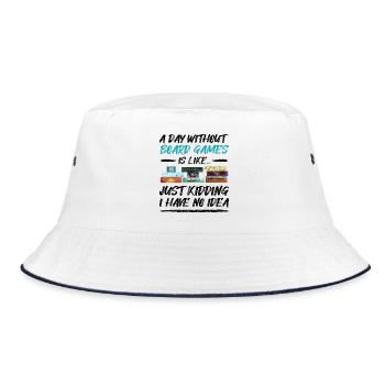 Ein Tag ohne Brettspiele - lustiger Spruch - Bucket Hat - Weiß/Navy - Vorne