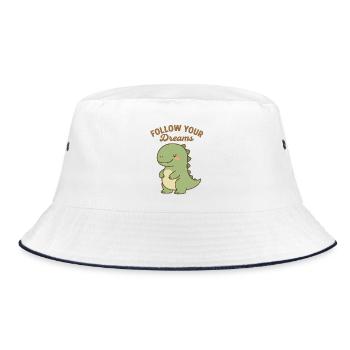 Follow Your Dreams - Cute Dino Design - Bucket Hat - white/navy - Front