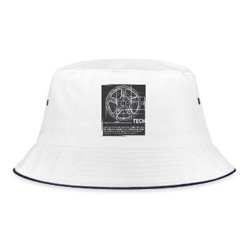 Tuning Autos und Felgen - Rad Illustration - Bucket Hat - Weiß/Navy - Vorne
