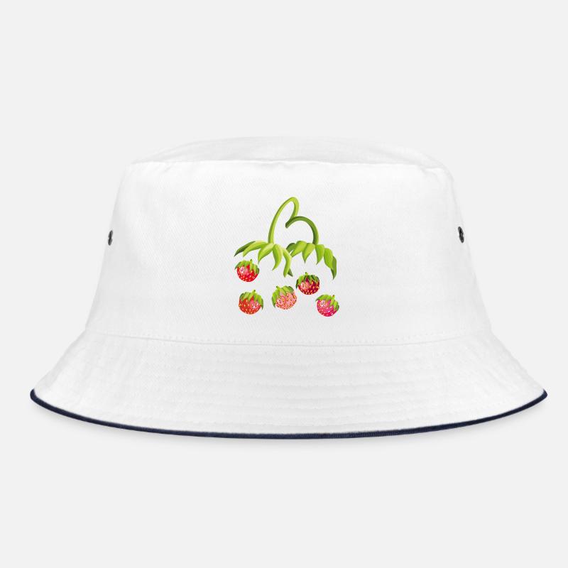Erdbeerzeit Strawberry - Bucket Hat - Weiß/Navy