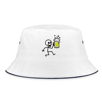 Skelett Bier Saufen - Bucket Hat - Weiß/Navy - Vorne
