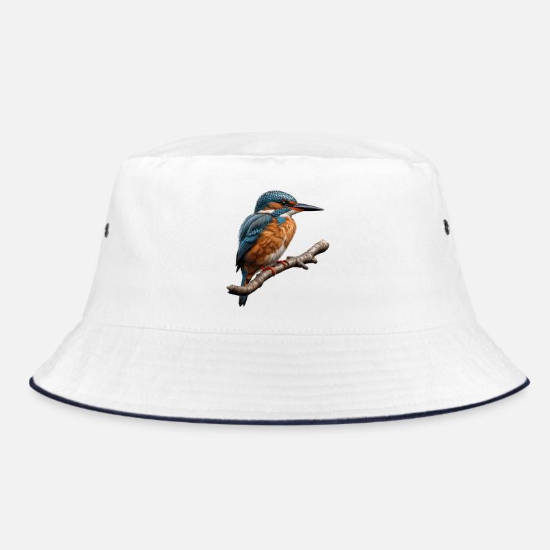 Lebendiger Eisvogel Natur Illustration - Bucket Hat - Weiß/Navy