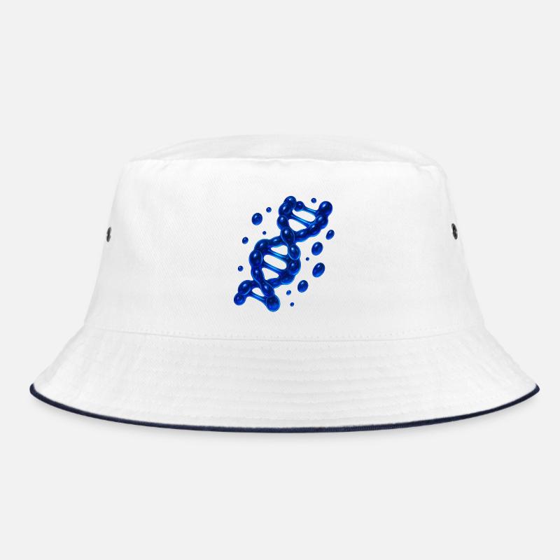 3D DNS Helix Molekül Blau - Bucket Hat - Weiß/Navy