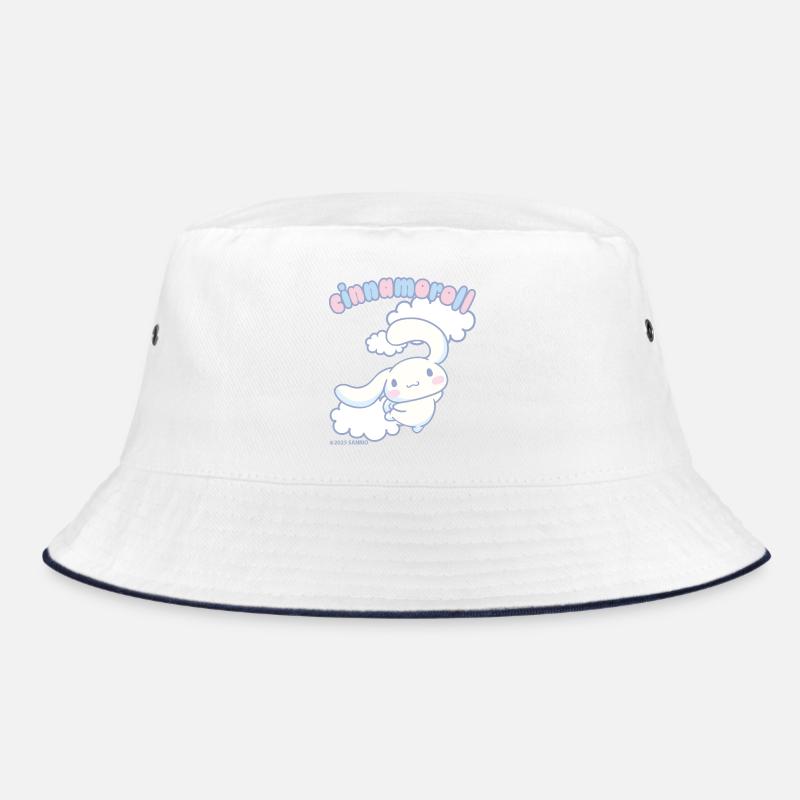 Cinnamoroll Springend Zwischen Den Wolken - Bucket Hat - Weiß/Navy
