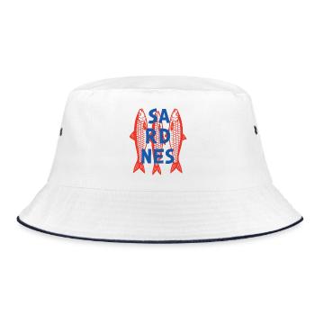Vintage Sardines Canned Fish - Bucket Hat - white/navy - Front