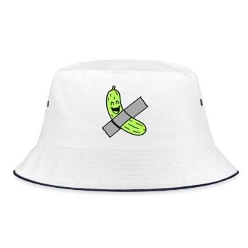 Gurke mit Tape - Bucket Hat - Weiß/Navy - Vorne
