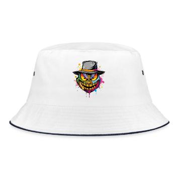 Creepy Grin – Halloween Horror - Bucket Hat - Weiß/Navy - Vorne
