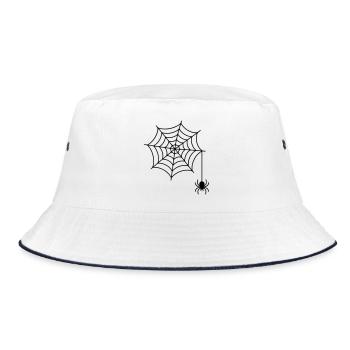 Spider web with spider silhouette - Bucket Hat - white/navy - Front