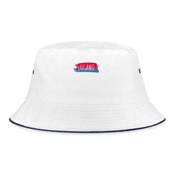 Lugano Souvenir T-Shirt - Bucket Hat - Weiß/Navy - Vorne