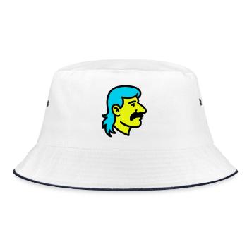 Vokuhila Man Pop Art - Bucket Hat - Weiß/Navy - Vorne