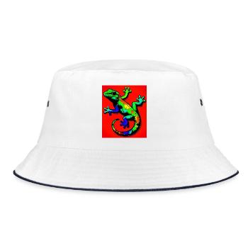 Gecko - Bucket Hat - white/navy - Front