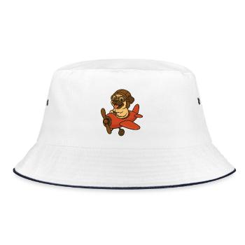 Cute dog on the plane - Bucket Hat - white/navy - Front