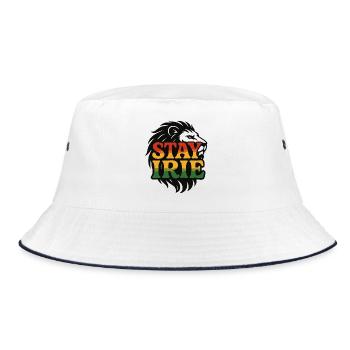 Stay Irie Reggae Lion Rasta Vibes Jamaica - Bucket Hat - Weiß/Navy - Vorne