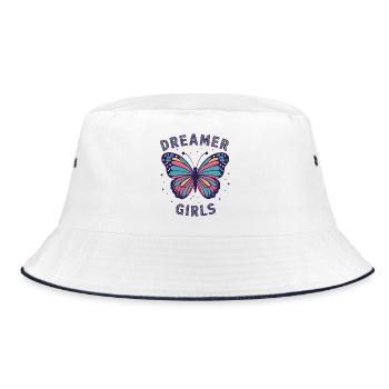 Verträumte Schmetterlingsmädchen-Inspiration - Bucket Hat - Weiß/Navy - Vorne