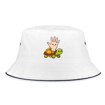 Playful Left Handed Turtle Cartoon Design - Bucket Hat - white/navy - Front