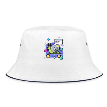 🐌 Still Loading – Meditating Snail on Wi-Fi Route - Bucket Hat - white/navy - Front